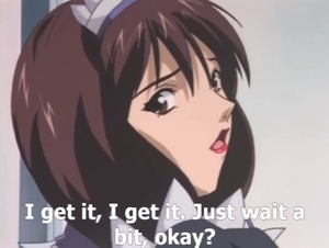 Girl in stockings enjoying a dog's anime cock